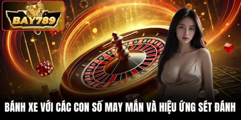 Bánh xe với các con số may mắn và hiệu ứng sét đánh